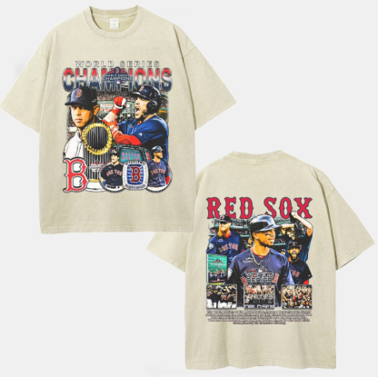 Unisex-Adult Ultra Cotton Washed T-Shirt Graphic 2018 WORLD SERIES CHAMPS - RED SOX TEE
