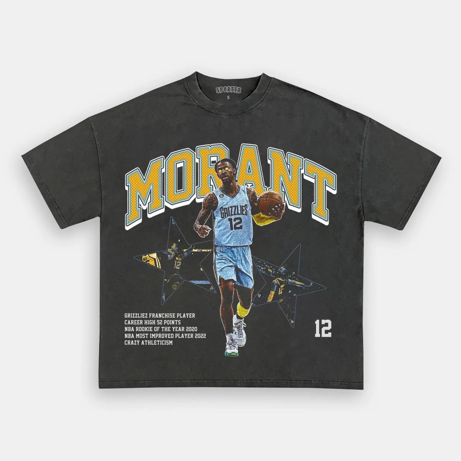 Unisex-Adult Ultra Cotton Washed T-Shirt Graphic  Morant TEE 