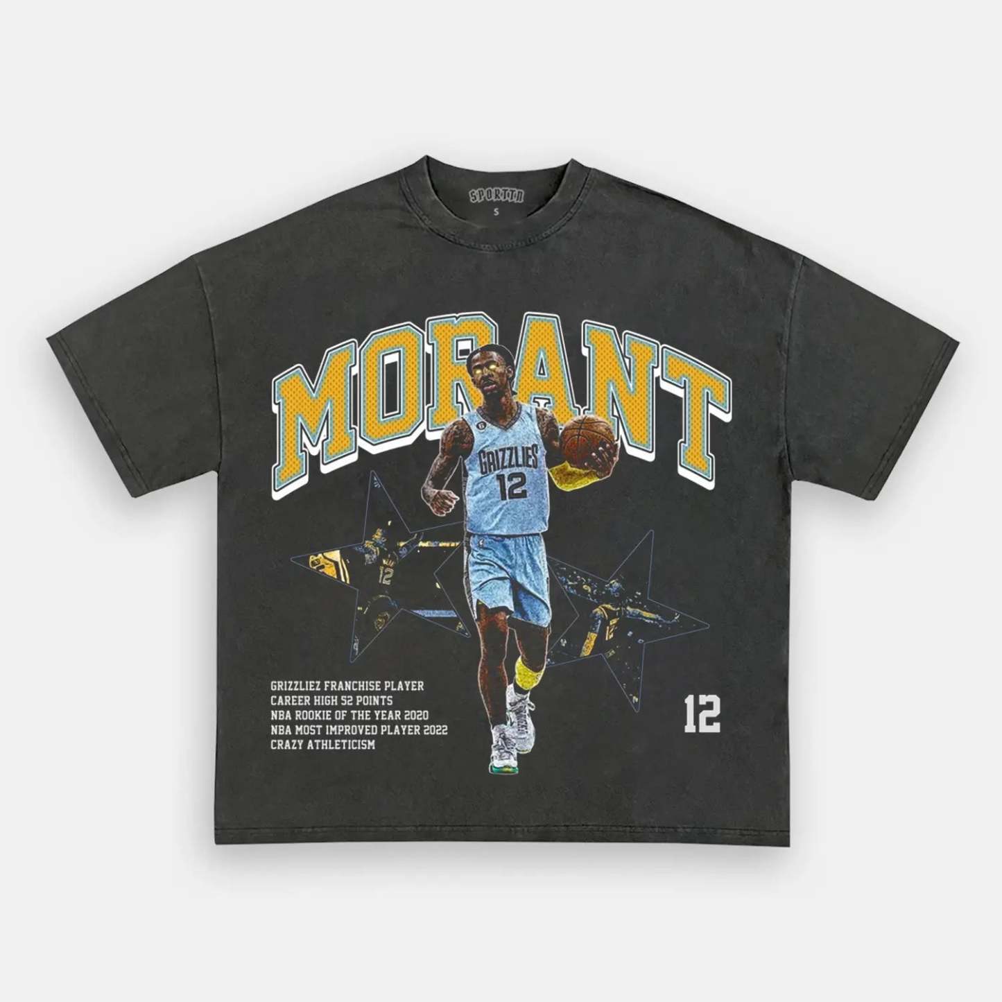 Unisex-Adult Ultra Cotton Washed T-Shirt Graphic  Morant TEE 