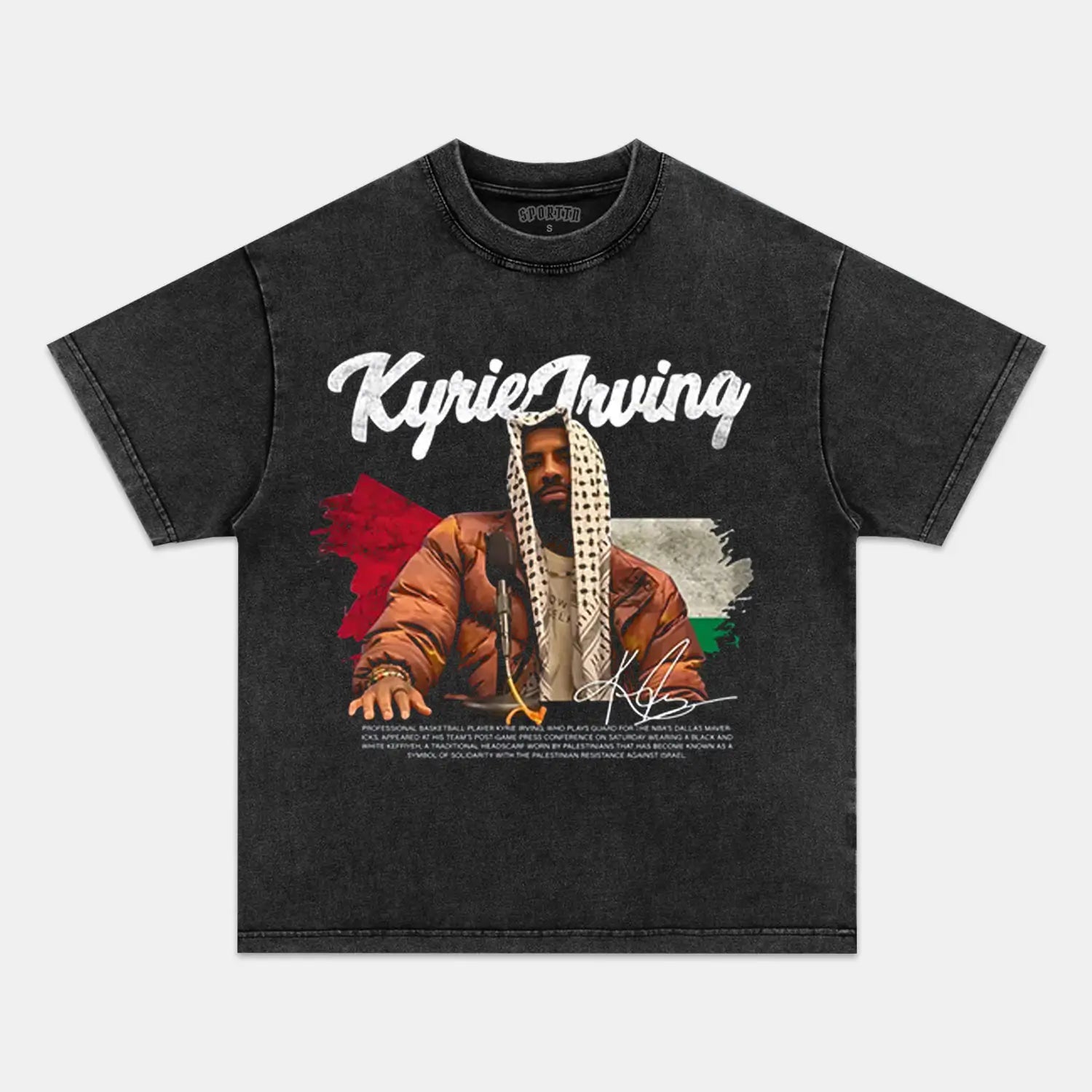 Unisex-Adult Ultra Cotton Washed T-Shirt Graphic  KYRIE IRVING VINTAGE TEE 