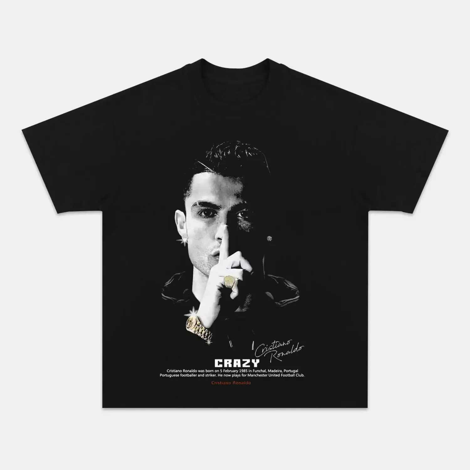 Unisex-Adult Ultra Cotton Washed T-Shirt Graphic CRISTIANO RONALDO V5 TEE 