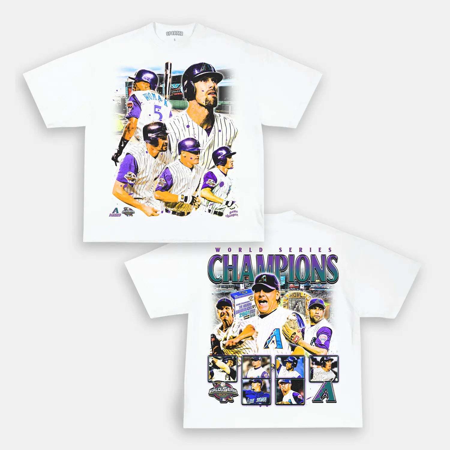 Unisex-Adult Ultra Cotton Washed T-Shirt Graphic 2001_WORLD_SERIES_CHAMPS_-_DIAMONDBACKS_TEE