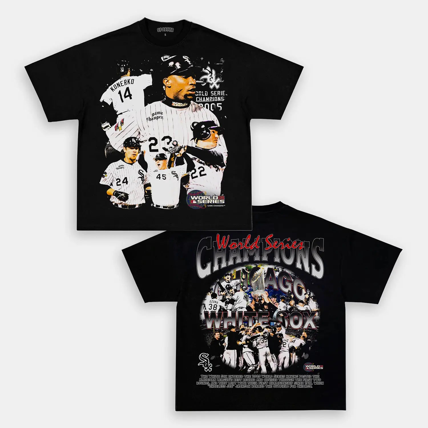 Unisex-Adult Ultra Cotton Washed T-Shirt Graphic 2005 WORLD SERIES CHAMPS - WHITE SOX TEE 