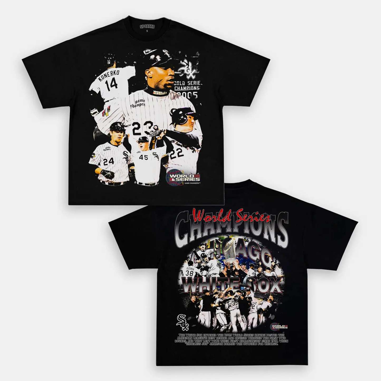 Unisex-Adult Ultra Cotton Washed T-Shirt Graphic 2005 WORLD SERIES CHAMPS - WHITE SOX TEE 