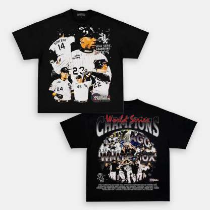 Unisex-Adult Ultra Cotton Washed T-Shirt Graphic 2005 WORLD SERIES CHAMPS - WHITE SOX TEE 