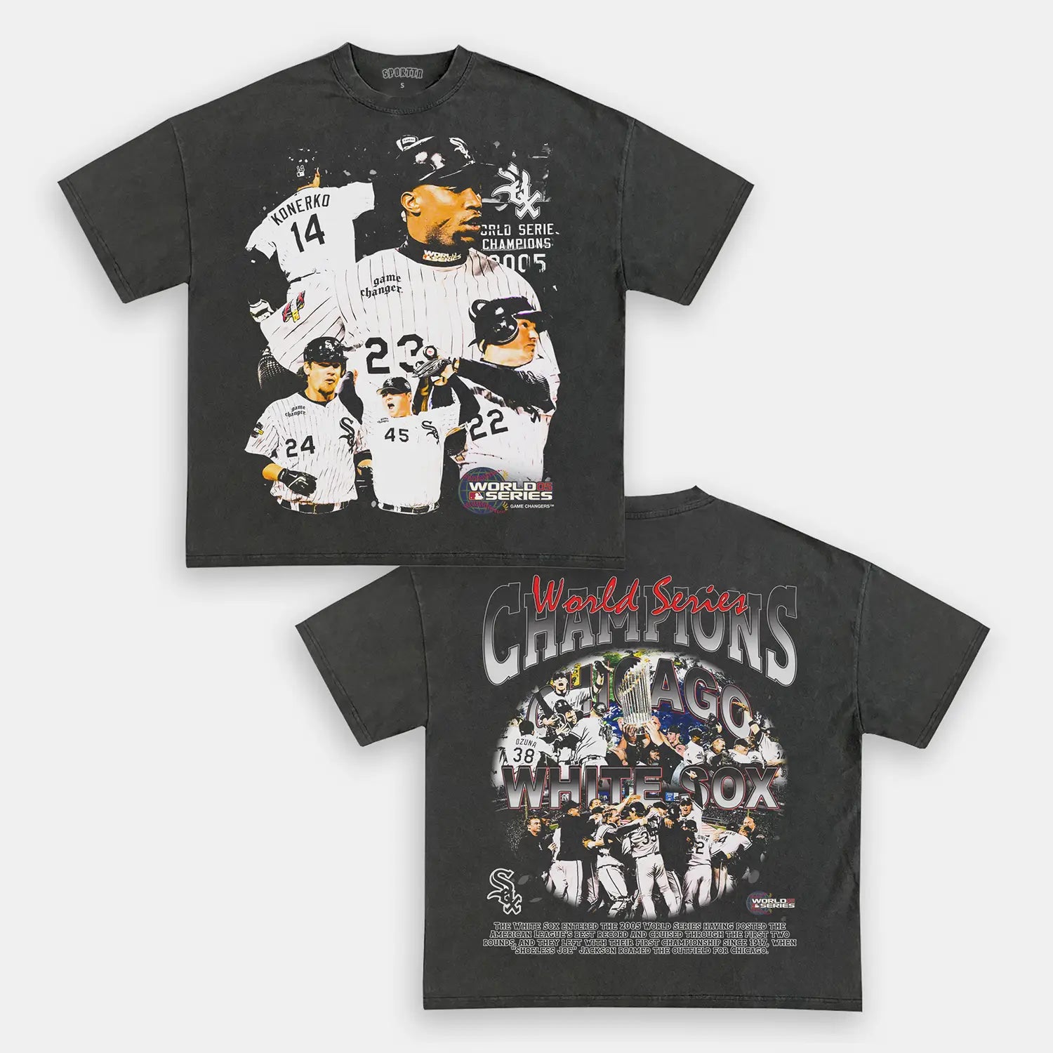 Unisex-Adult Ultra Cotton Washed T-Shirt Graphic 2005 WORLD SERIES CHAMPS - WHITE SOX TEE 