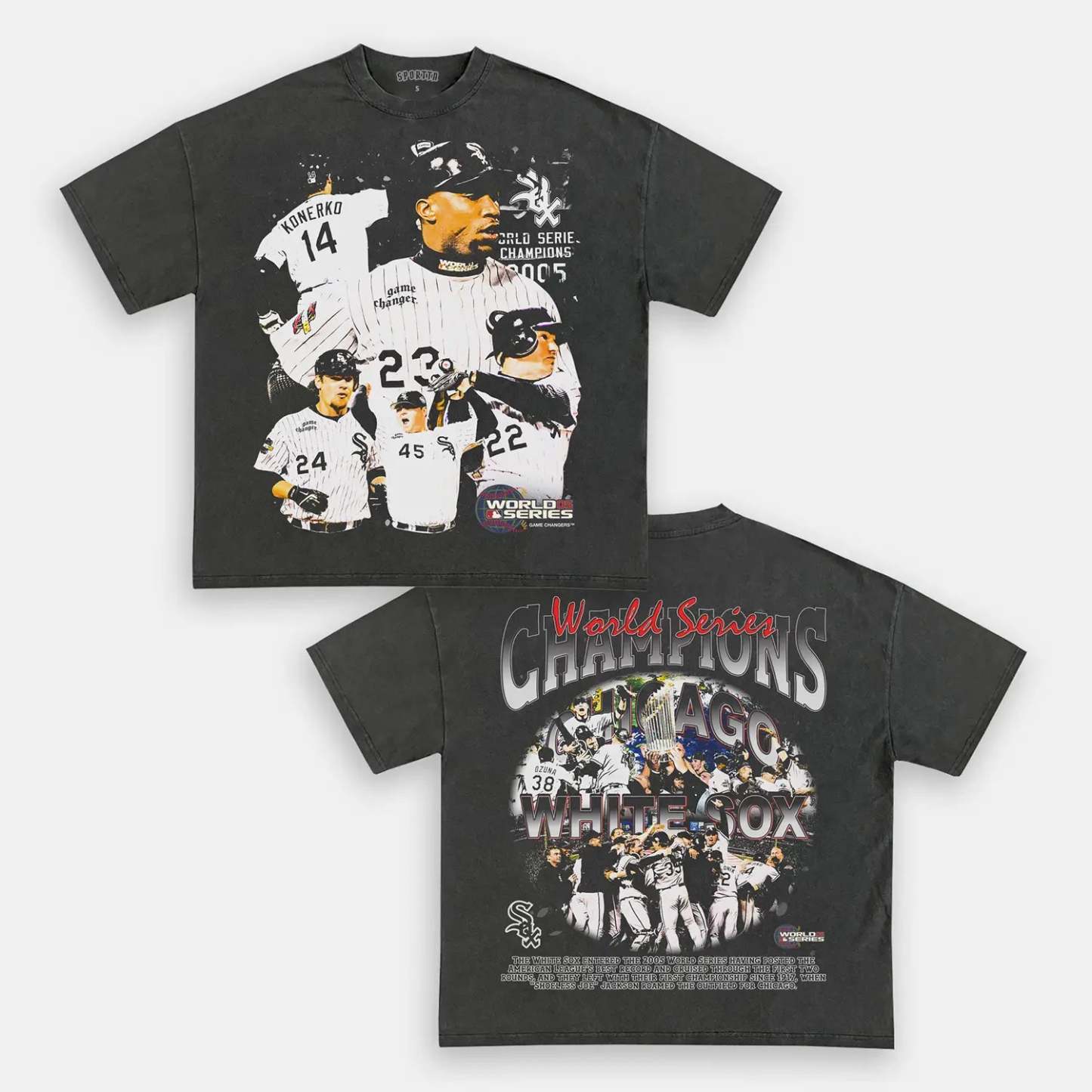 Unisex-Adult Ultra Cotton Washed T-Shirt Graphic 2005 WORLD SERIES CHA