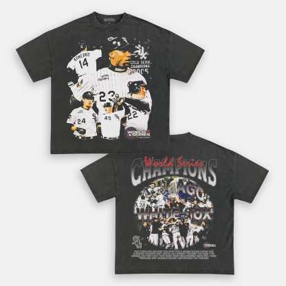 Unisex-Adult Ultra Cotton Washed T-Shirt Graphic 2005 WORLD SERIES CHAMPS - WHITE SOX TEE 