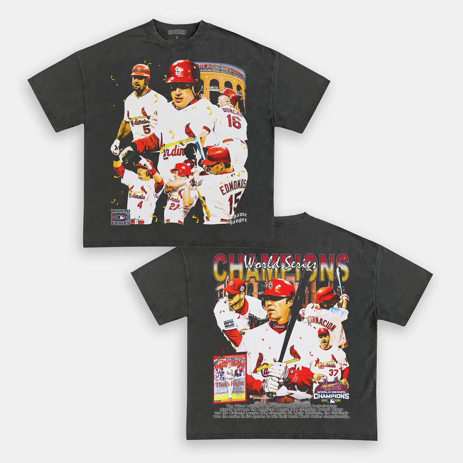 Unisex-Adult Ultra Cotton Washed T-Shirt Graphic 2006 WORLD SERIES CHAMPS - CARDINALS TEE 