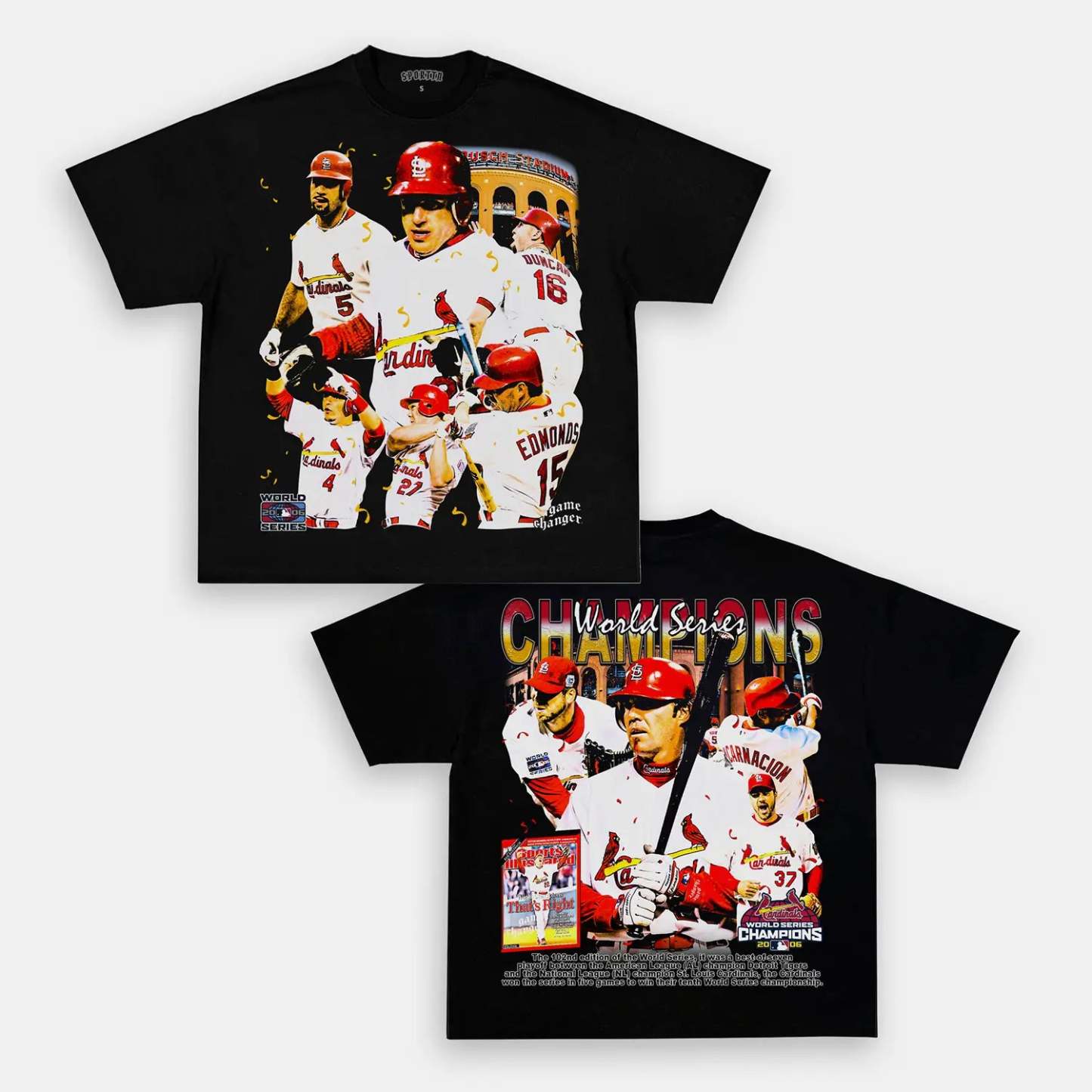 Unisex-Adult Ultra Cotton Washed T-Shirt Graphic 2006 WORLD SERIES CHAMPS - CARDINALS TEE 