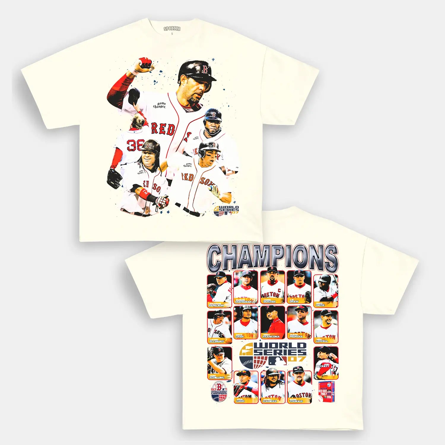 Unisex-Adult Ultra Cotton Washed T-Shirt Graphic  2007 WORLD SERIES CHAMPS - RED SOX TEE 