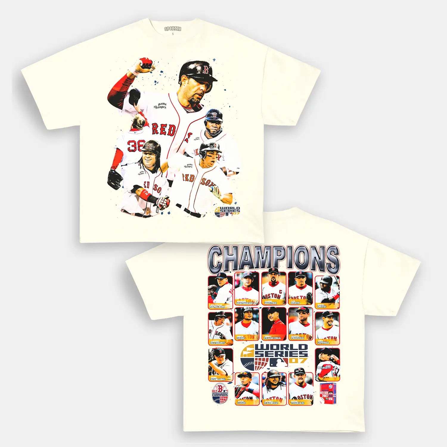 Unisex-Adult Ultra Cotton Washed T-Shirt Graphic 2007 WORLD SERIES CHAMPS - RED SOX TEE