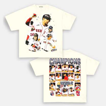 Unisex-Adult Ultra Cotton Washed T-Shirt Graphic  2007 WORLD SERIES CHAMPS - RED SOX TEE 