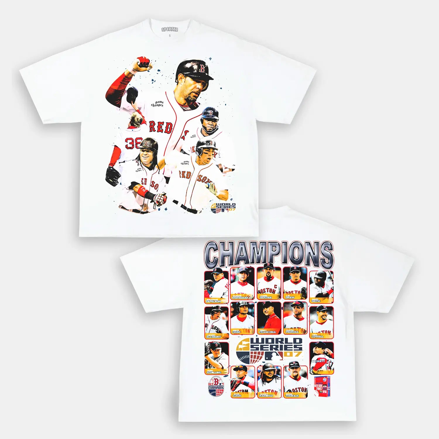 Unisex-Adult Ultra Cotton Washed T-Shirt Graphic  2007 WORLD SERIES CHAMPS - RED SOX TEE 