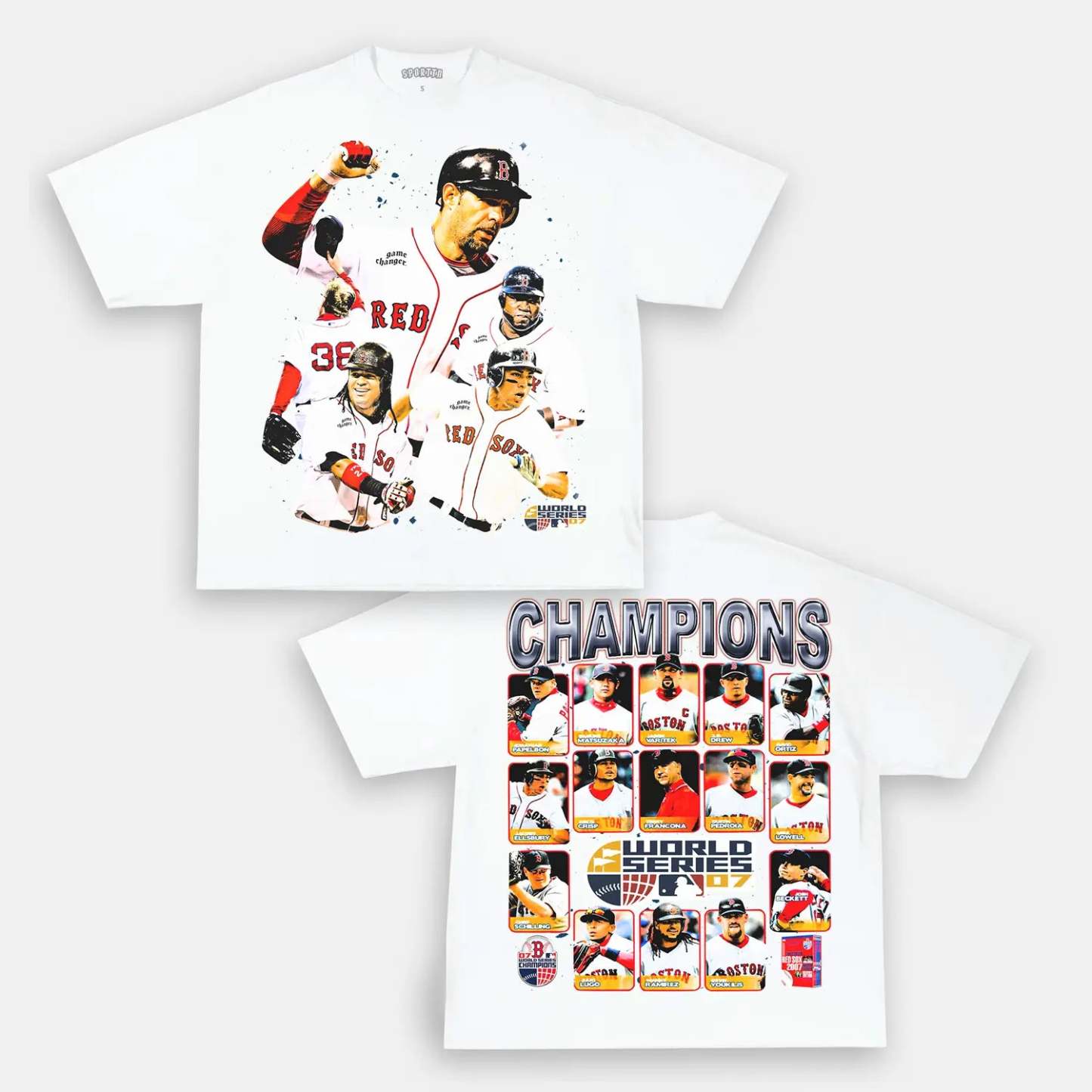 Unisex-Adult Ultra Cotton Washed T-Shirt Graphic  2007 WORLD SERIES CHAMPS - RED SOX TEE 