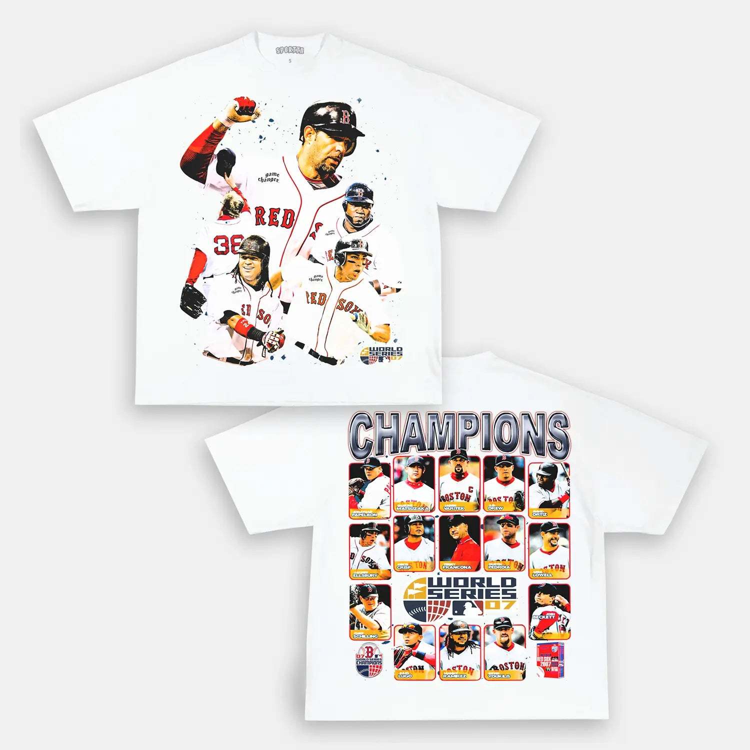 Unisex-Adult Ultra Cotton Washed T-Shirt Graphic 2007 WORLD SERIES CHAMPS - RED SOX TEE