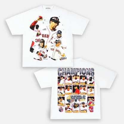 Unisex-Adult Ultra Cotton Washed T-Shirt Graphic  2007 WORLD SERIES CHAMPS - RED SOX TEE 
