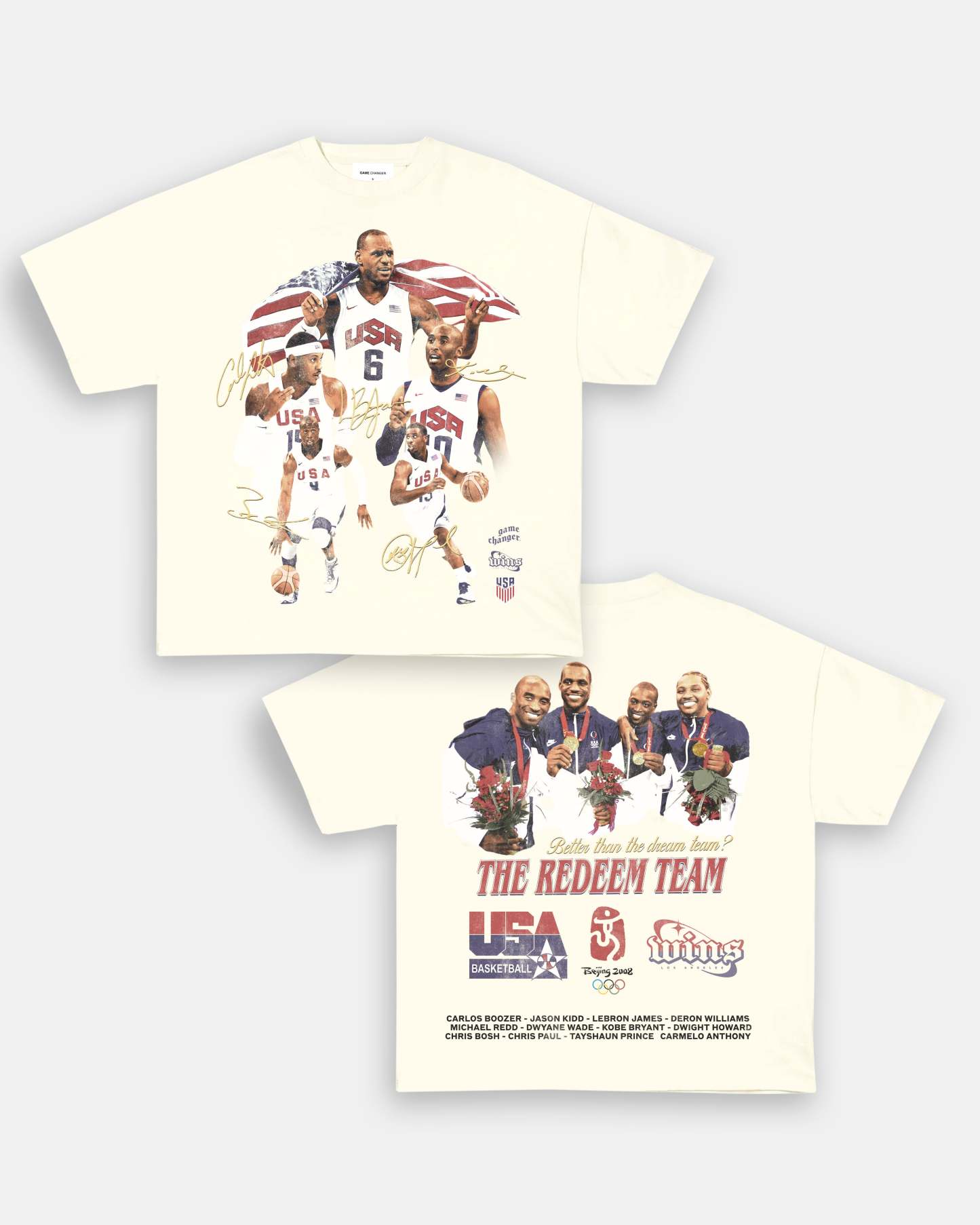 Unisex-Adult Ultra Cotton Washed T-Shirt Graphic 2008 USA BASKETBALL T