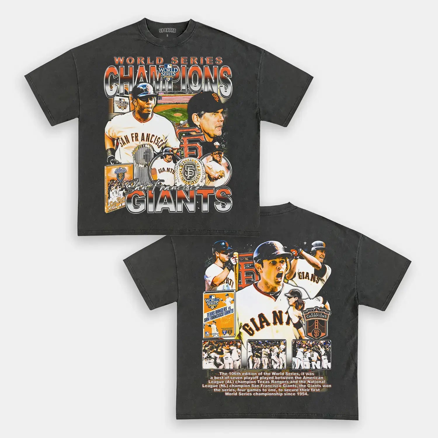 Unisex-Adult Ultra Cotton Washed T-Shirt Graphic 2010 WORLD SERIES CHAMPS - GIANTS TEE 