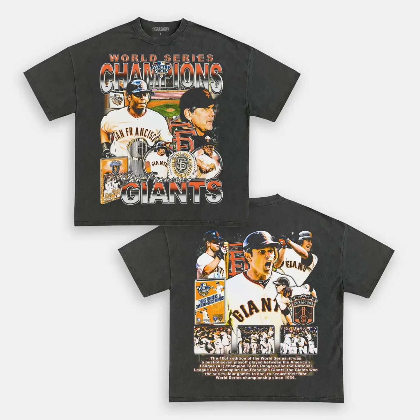 Unisex-Adult Ultra Cotton Washed T-Shirt Graphic 2010 WORLD SERIES CHA