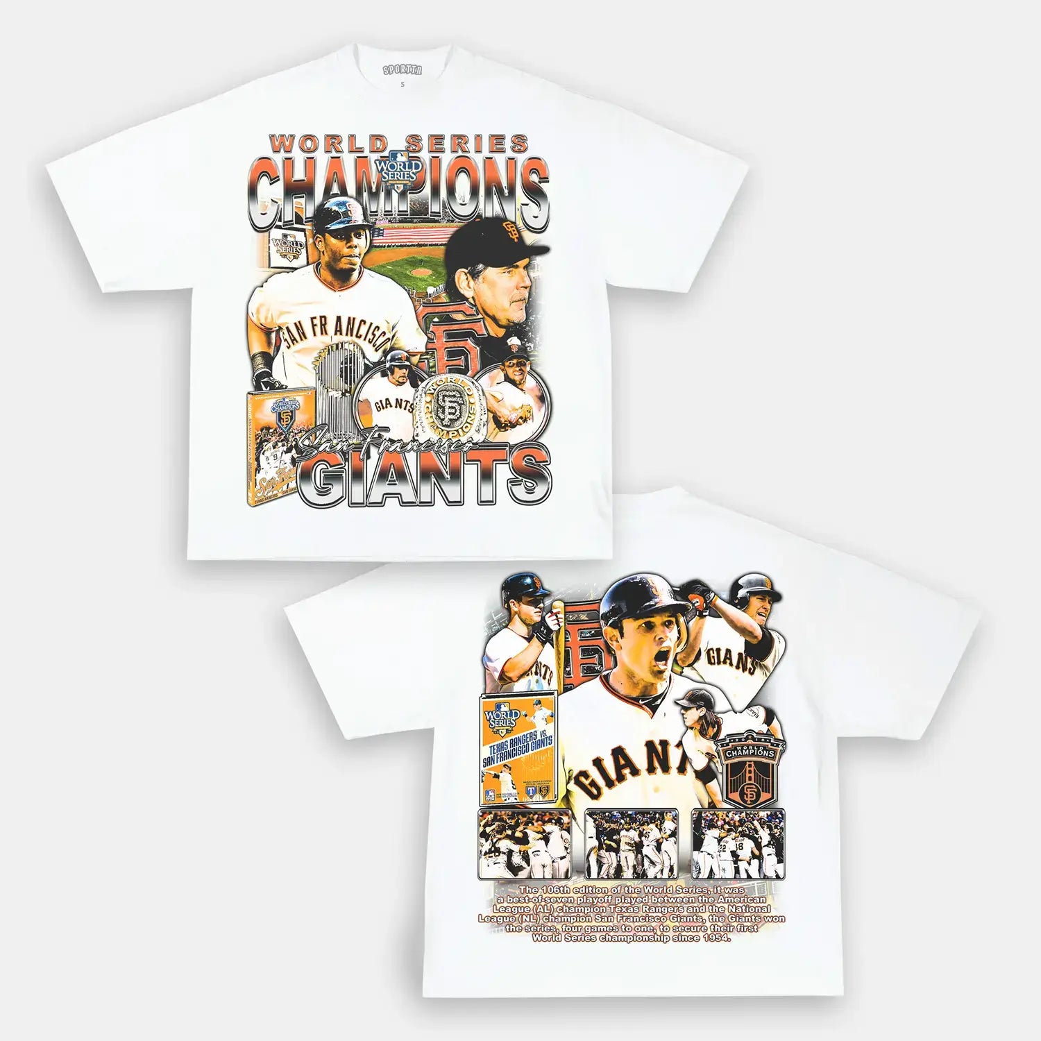 Unisex-Adult Ultra Cotton Washed T-Shirt Graphic 2010 WORLD SERIES CHAMPS - GIANTS TEE 