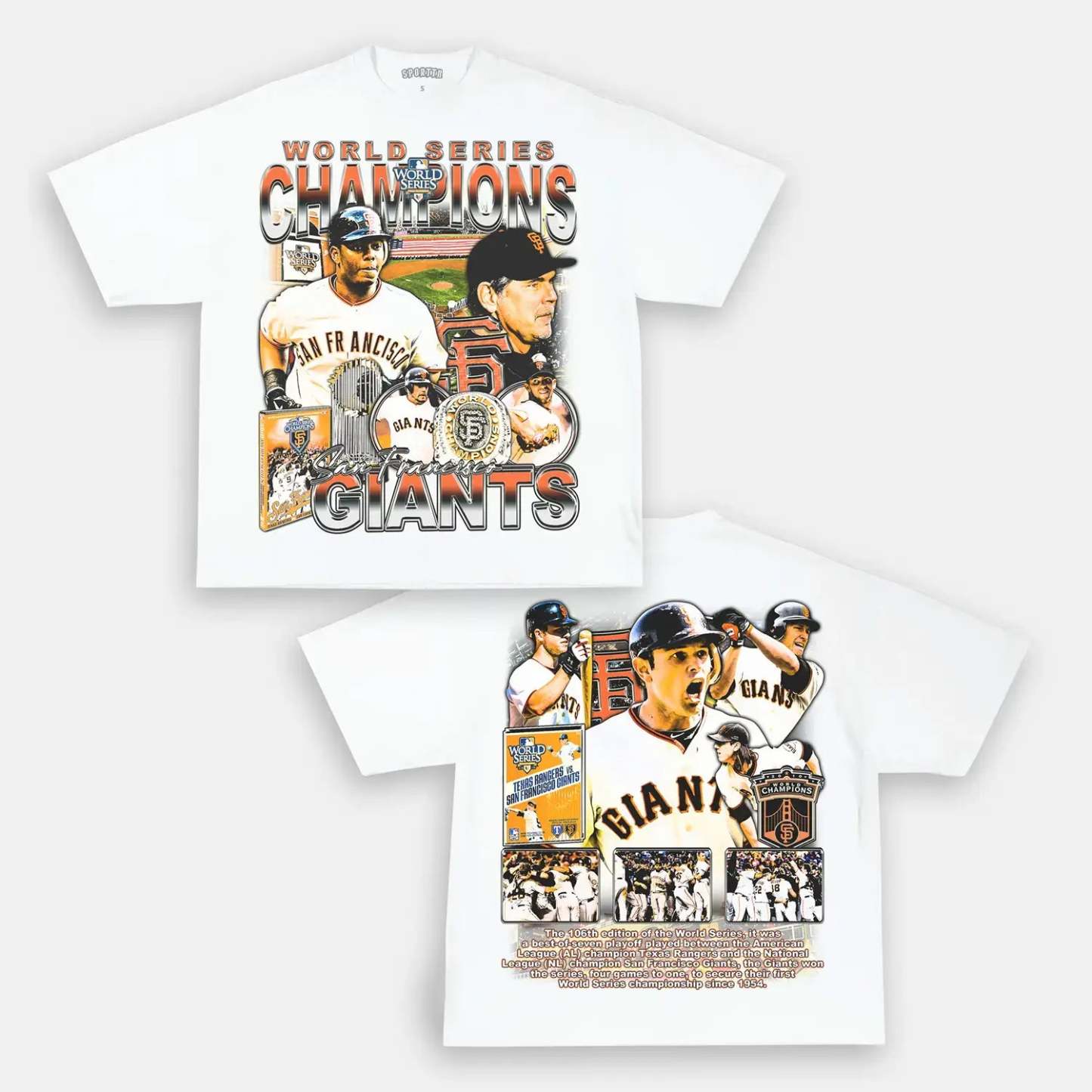 Unisex-Adult Ultra Cotton Washed T-Shirt Graphic 2010 WORLD SERIES CHAMPS - GIANTS TEE 