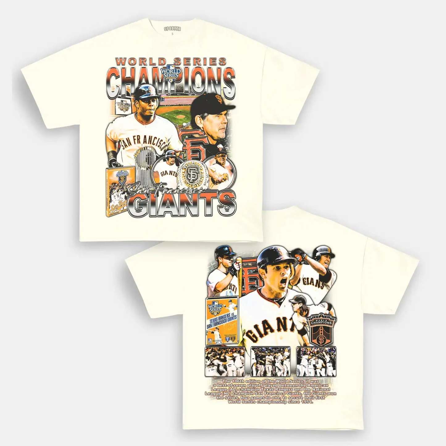 Unisex-Adult Ultra Cotton Washed T-Shirt Graphic 2010 WORLD SERIES CHAMPS - GIANTS TEE 