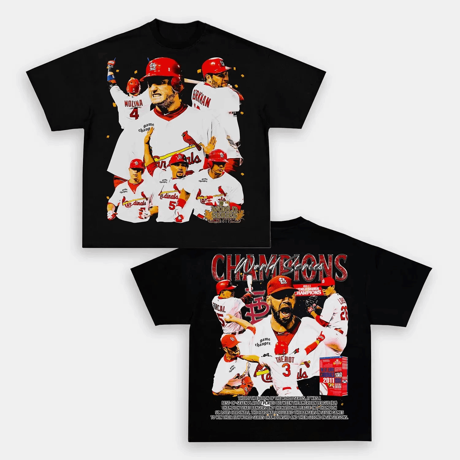 Unisex-Adult Ultra Cotton Washed T-Shirt Graphic 2011 WORLD SERIES CHAMPS - CARDINALS TEE