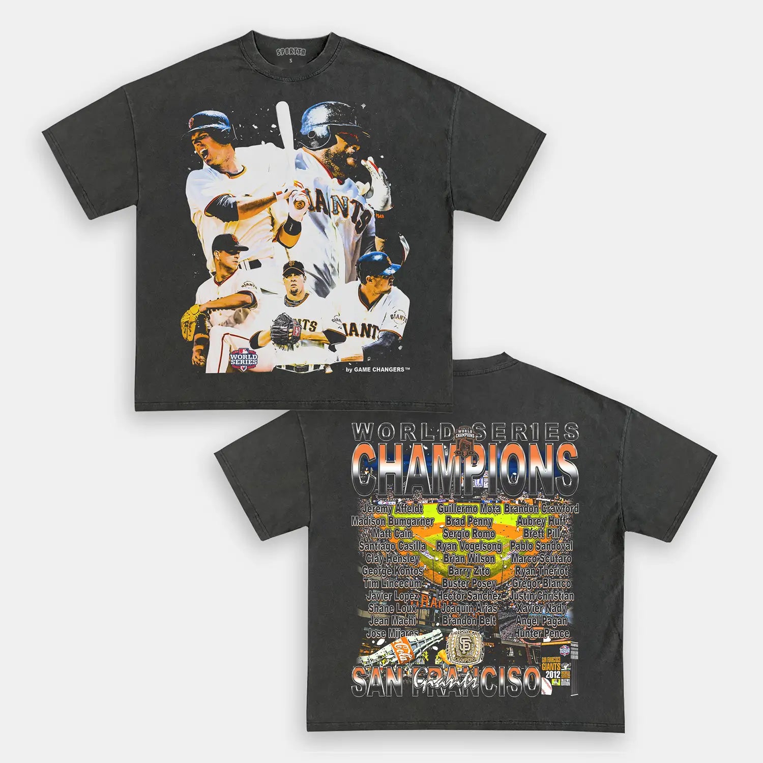 Unisex-Adult Ultra Cotton Washed T-Shirt Graphic  2012 WORLD SERIES CHAMPS - GIANTS TEE - [DS] 