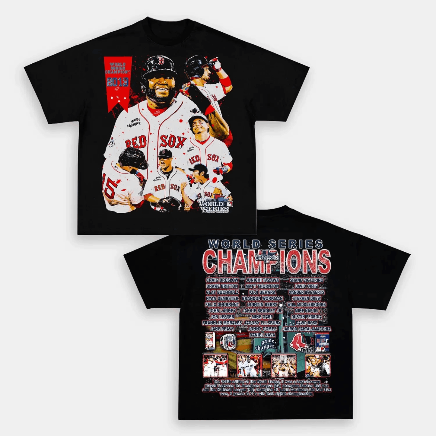 Unisex-Adult Ultra Cotton Washed T-Shirt Graphic  2013 WORLD SERIES CHAMPS - RED SOX TEE - [DS] 