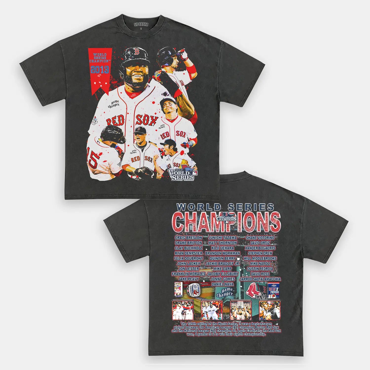 Unisex-Adult Ultra Cotton Washed T-Shirt Graphic  2013 WORLD SERIES CHAMPS - RED SOX TEE - [DS] 