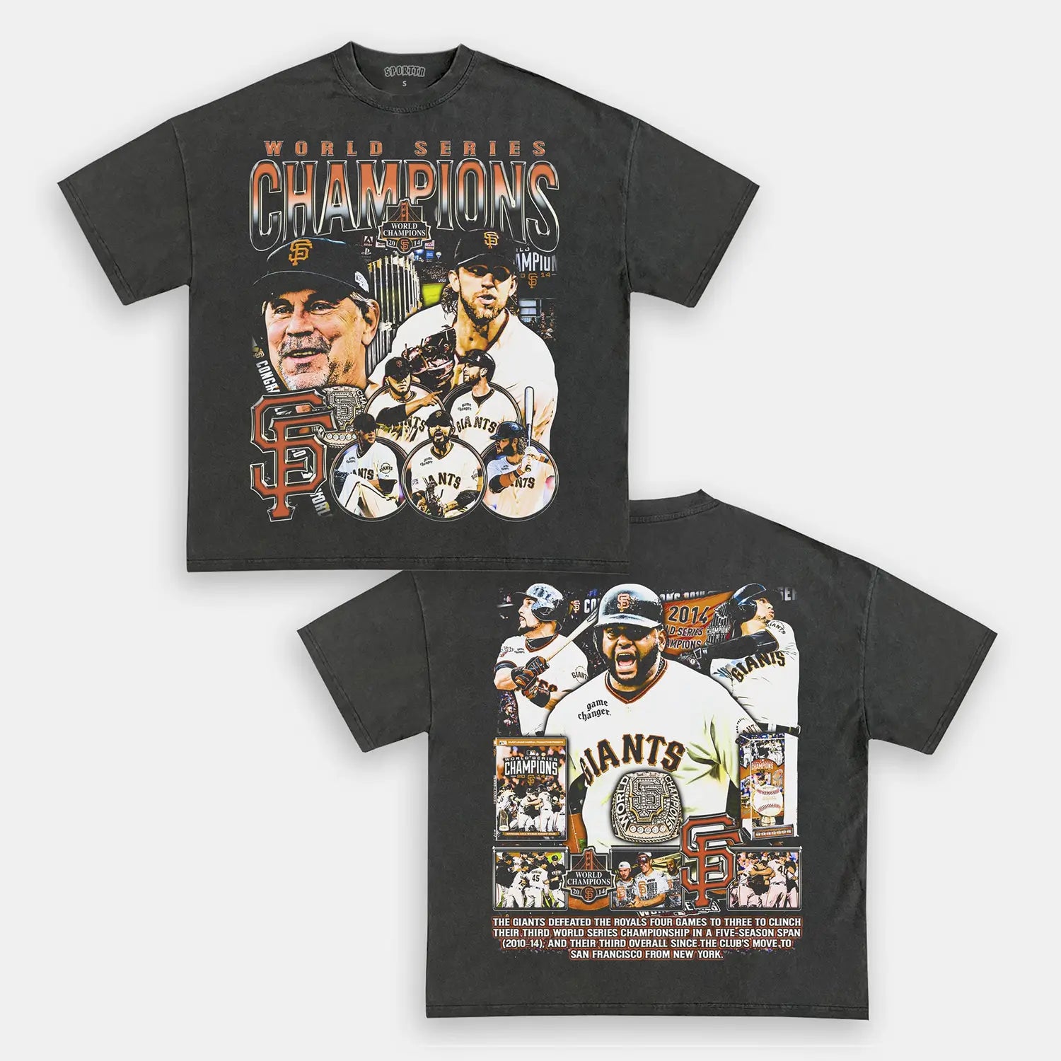 Unisex-Adult Ultra Cotton Washed T-Shirt Graphic 2014 WORLD SERIES CHAMPS - GIANTS TEE - [DS] 