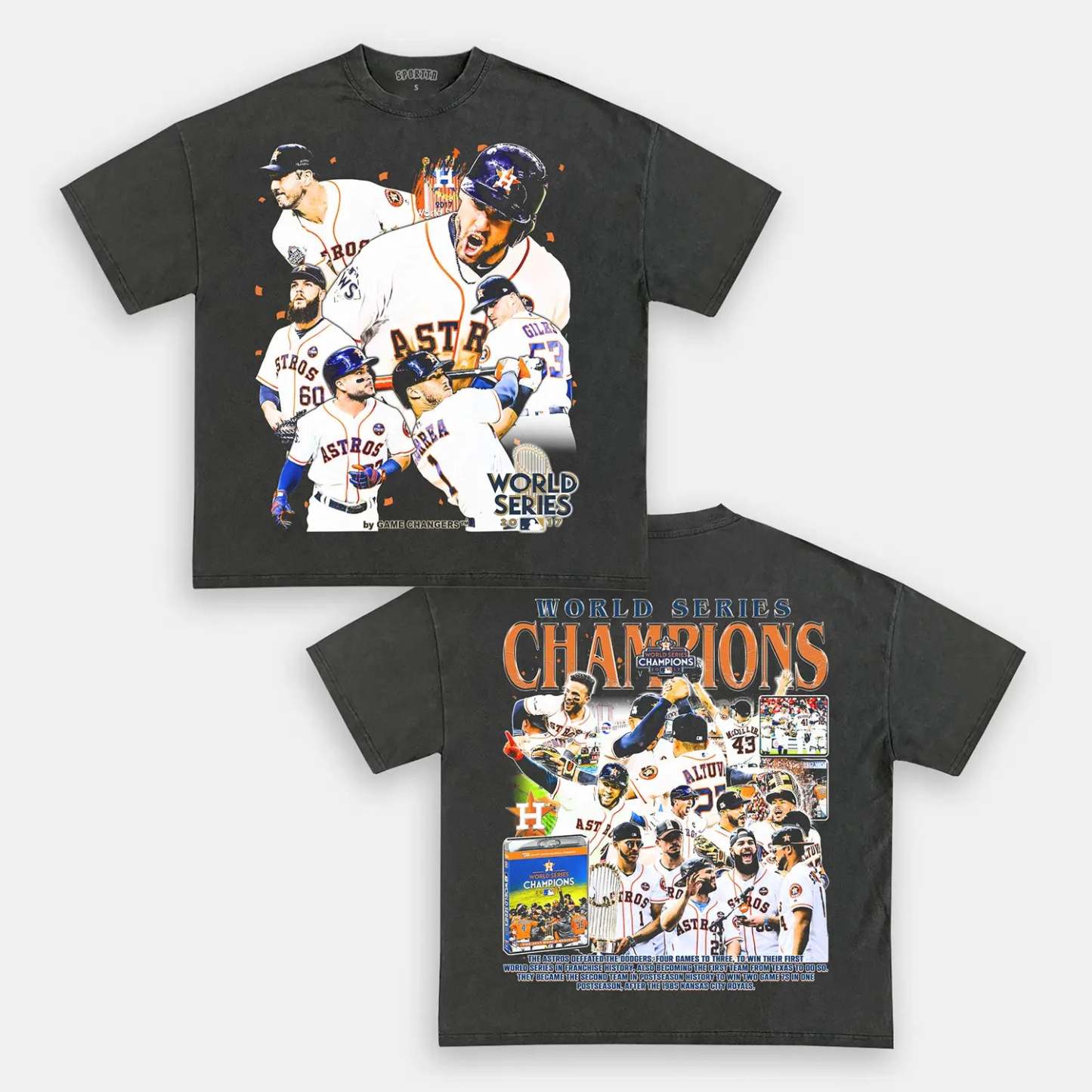 Unisex-Adult Ultra Cotton Washed T-Shirt Graphic 2017 WORLD SERIES CHA