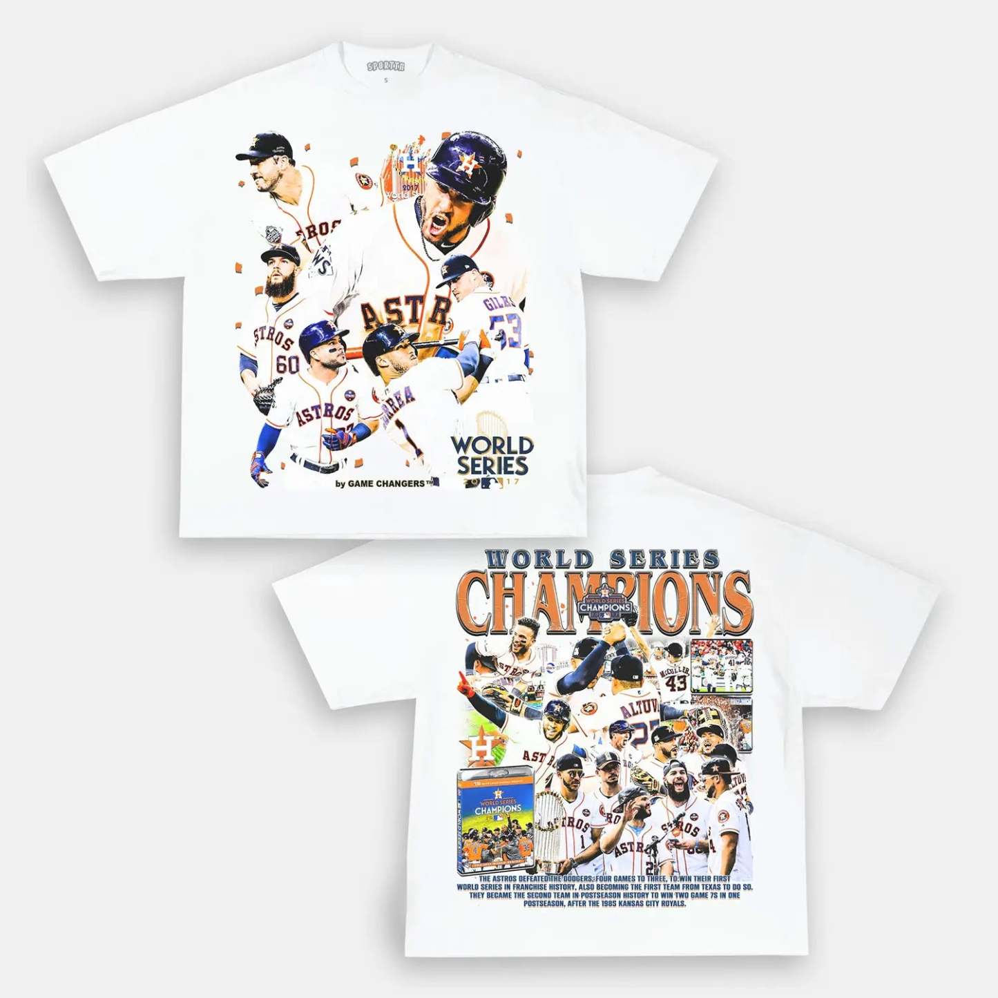 Unisex-Adult Ultra Cotton Washed T-Shirt Graphic 2017 WORLD SERIES CHAMPS - ASTROS TEE