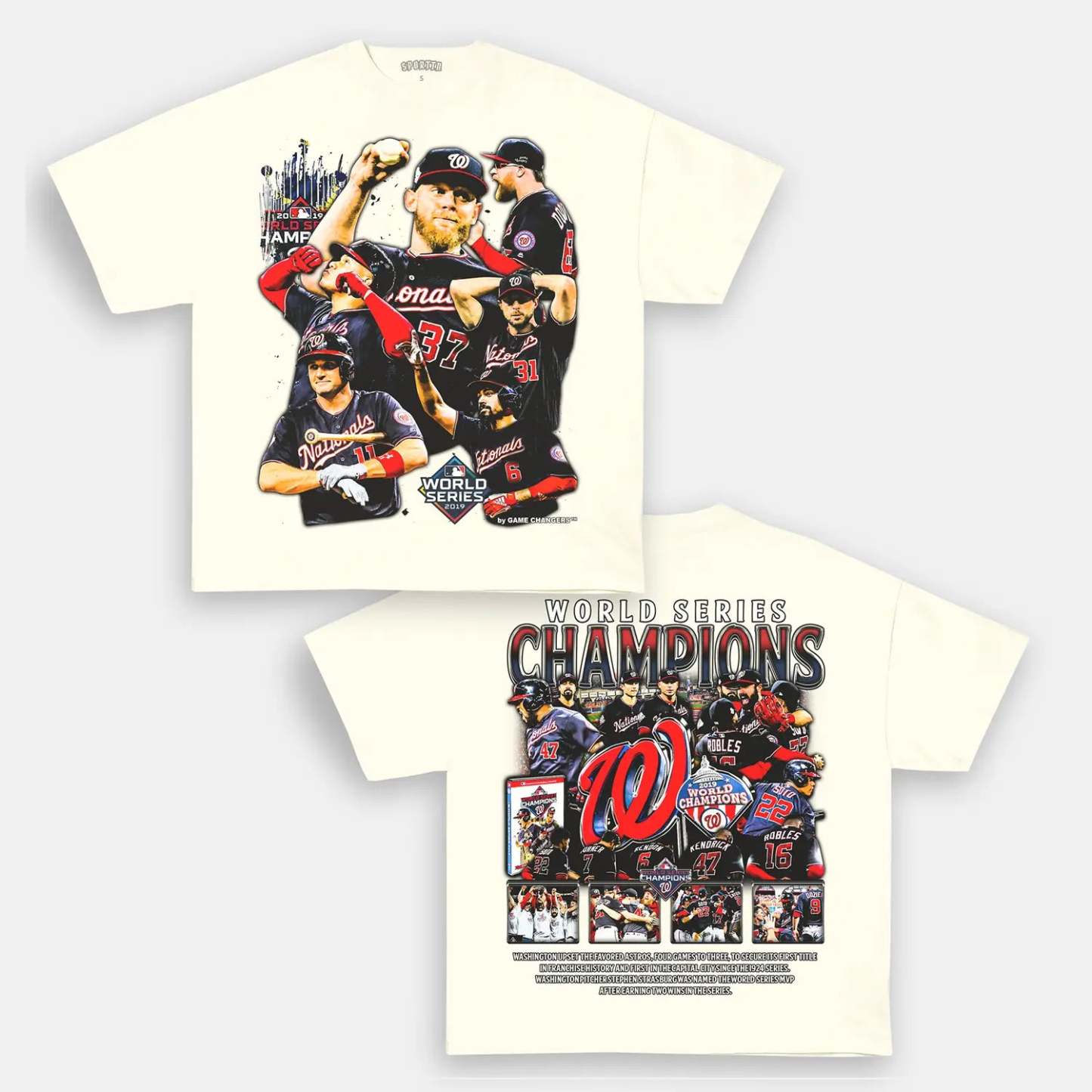 Unisex-Adult Ultra Cotton Washed T-Shirt Graphic 2019 WORLD SERIES CHA