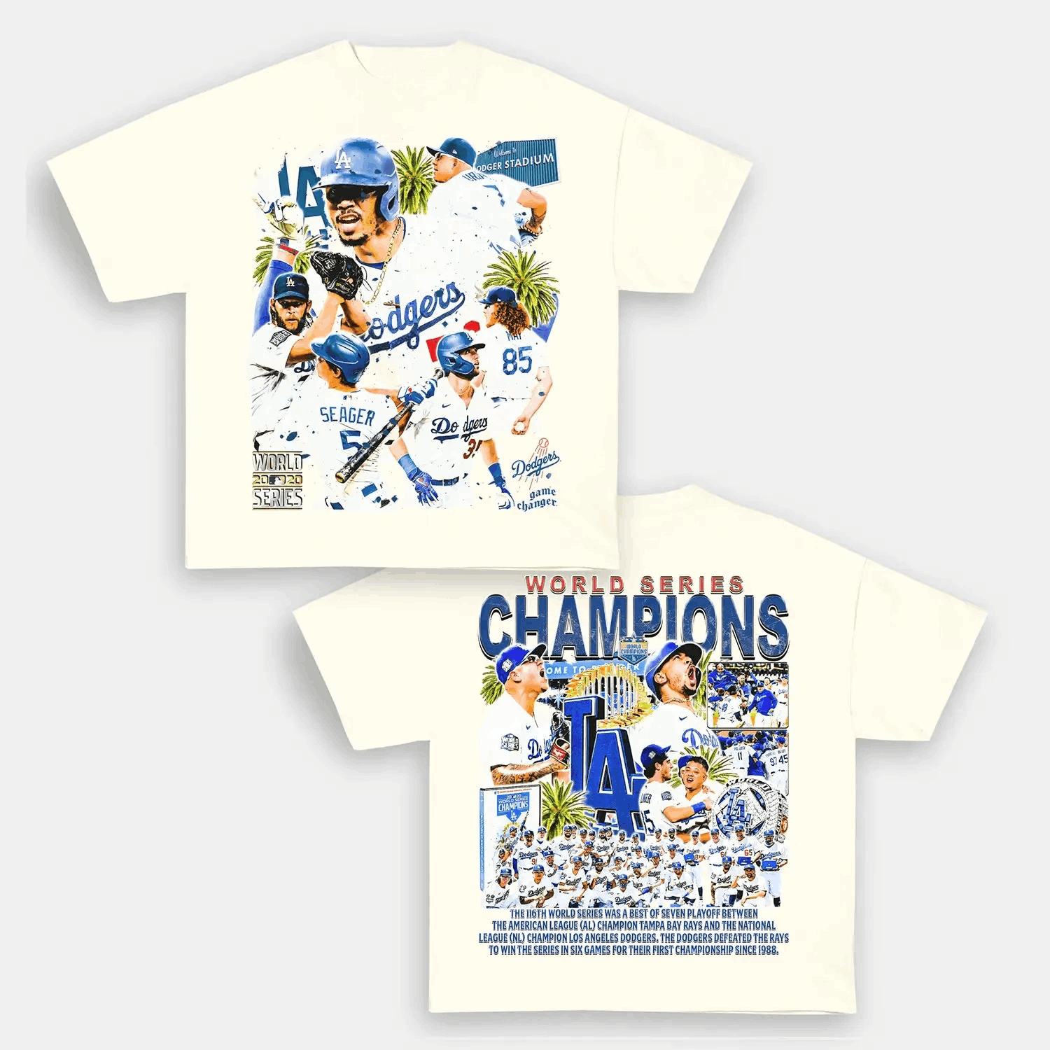 Unisex-Adult Ultra Cotton Washed T-Shirt Graphic 2020 WORLD SERIES CHAMPS - DODGERS TEE