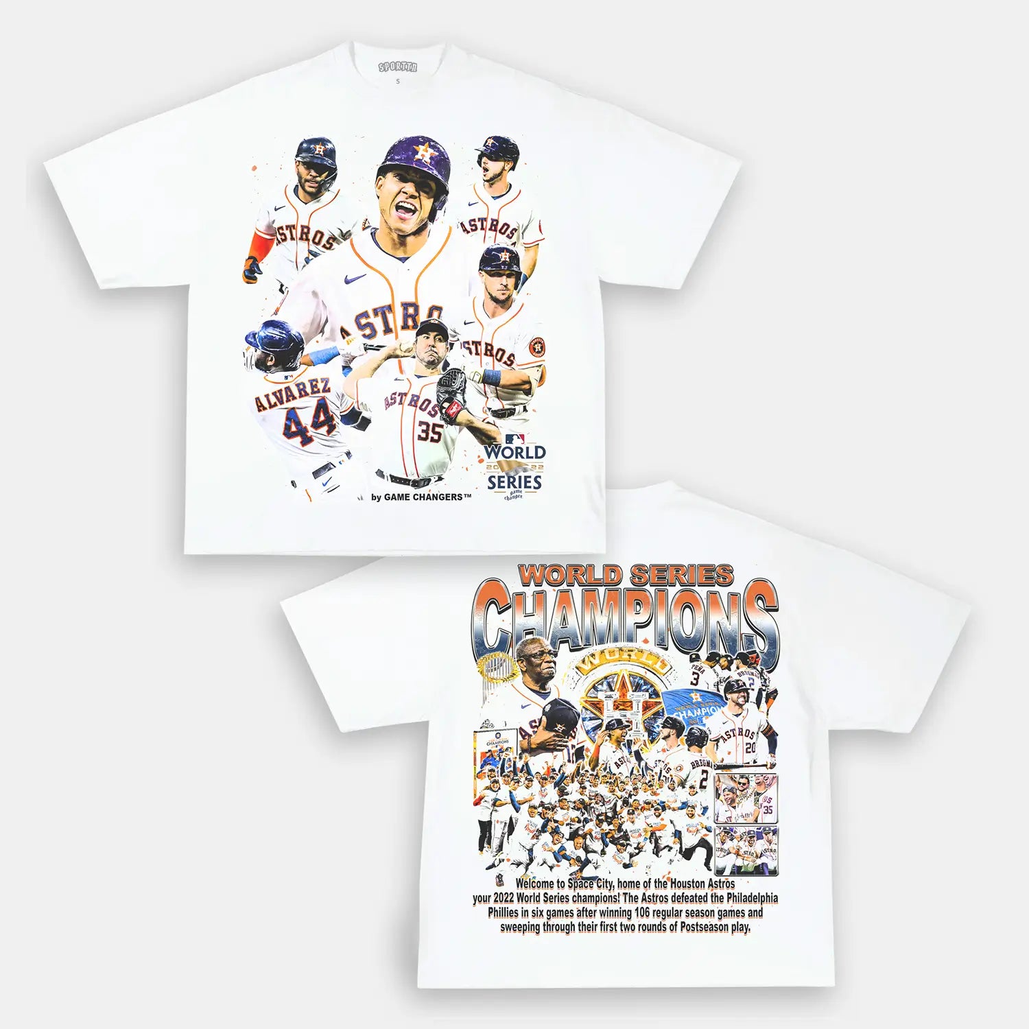 Unisex-Adult Ultra Cotton Washed T-Shirt Graphic 2022 WORLD SERIES CHAMPS - ASTROS TEE