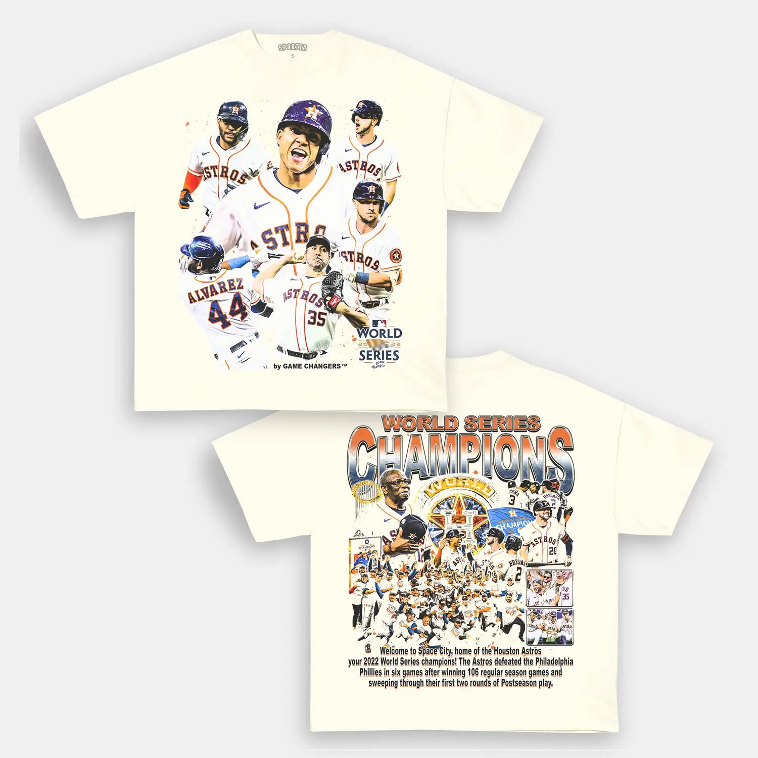Unisex-Adult Ultra Cotton Washed T-Shirt Graphic 2022 WORLD SERIES CHAMPS - ASTROS TEE