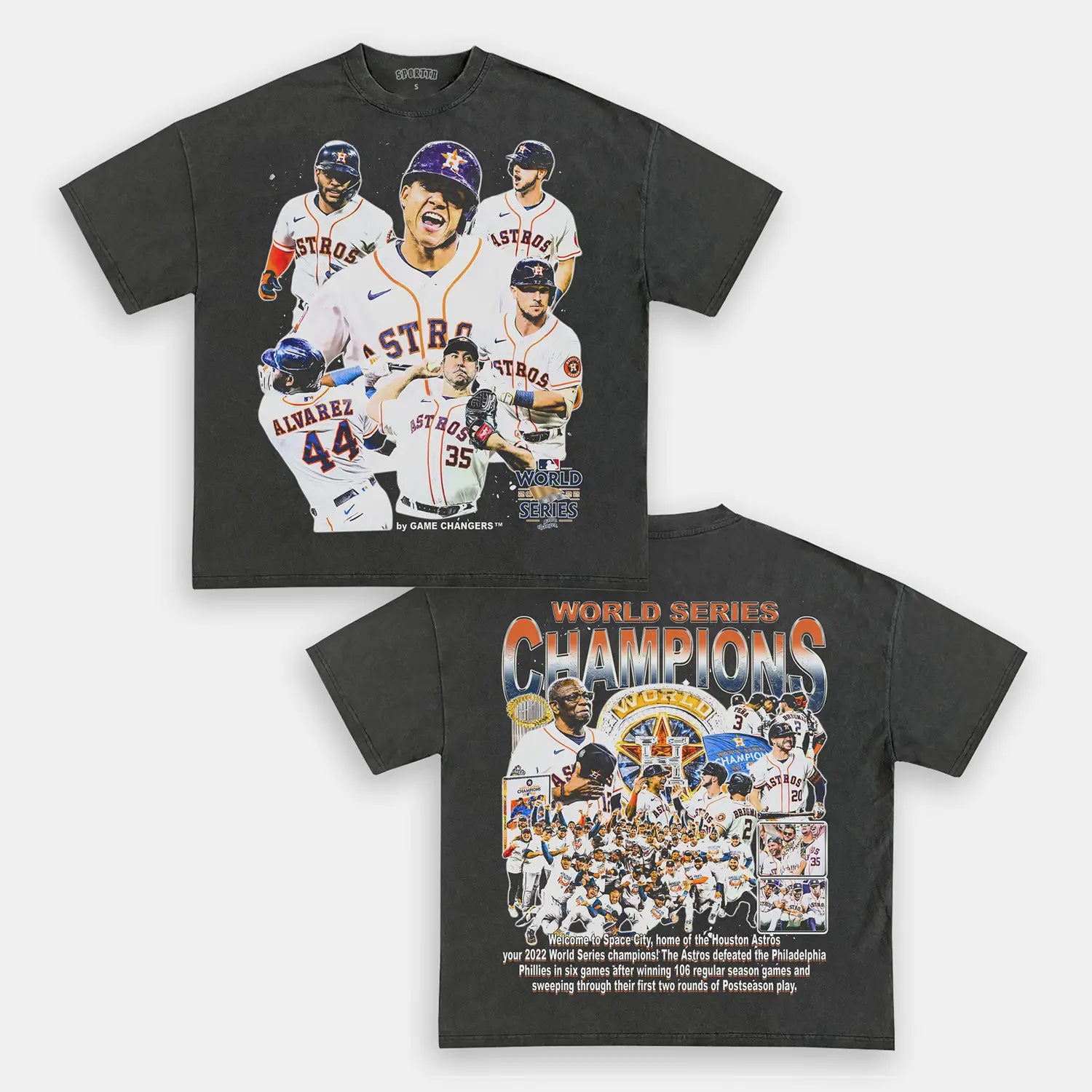 Unisex-Adult Ultra Cotton Washed T-Shirt Graphic 2022 WORLD SERIES CHAMPS - ASTROS TEE