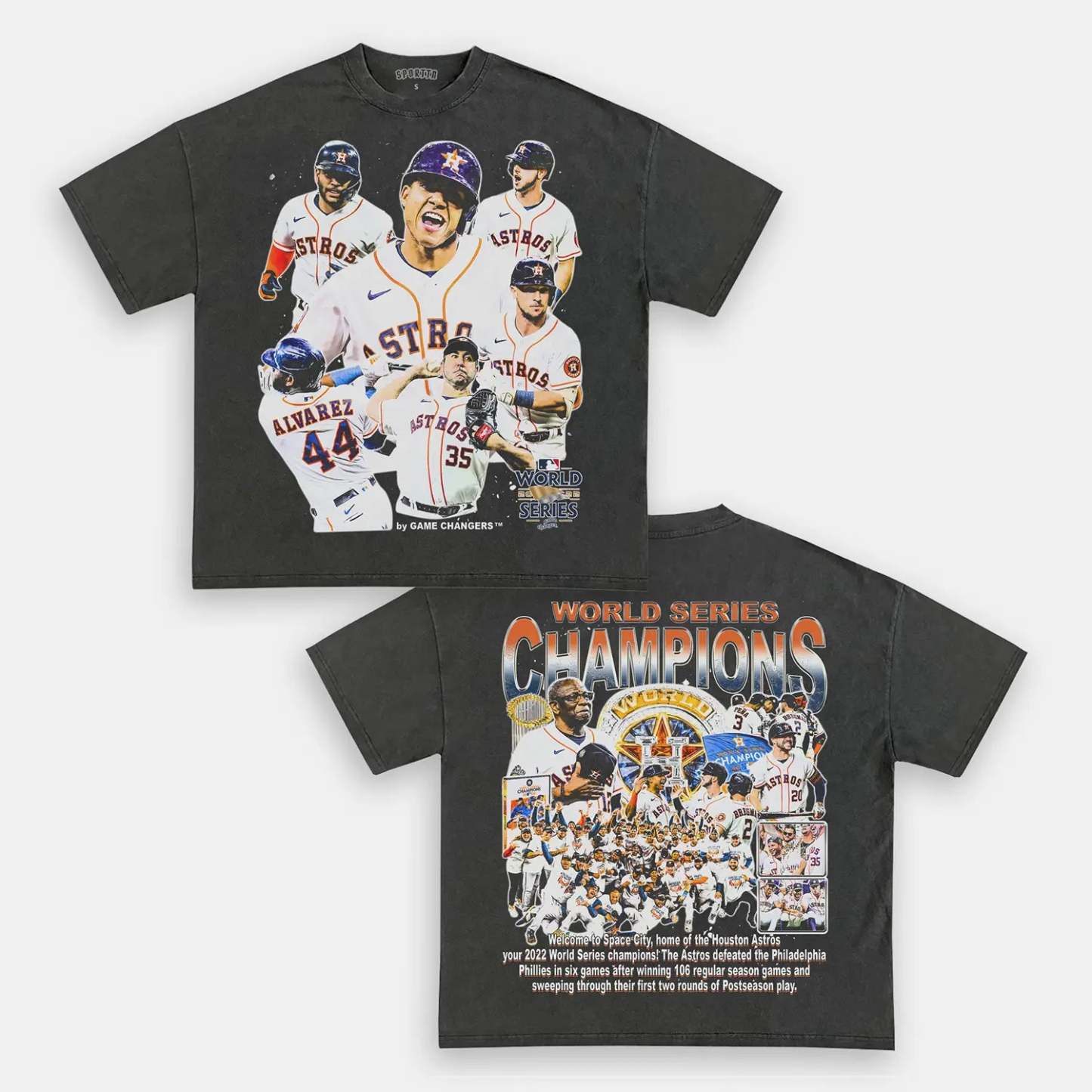 Unisex-Adult Ultra Cotton Washed T-Shirt Graphic 2022 WORLD SERIES CHAMPS - ASTROS TEE