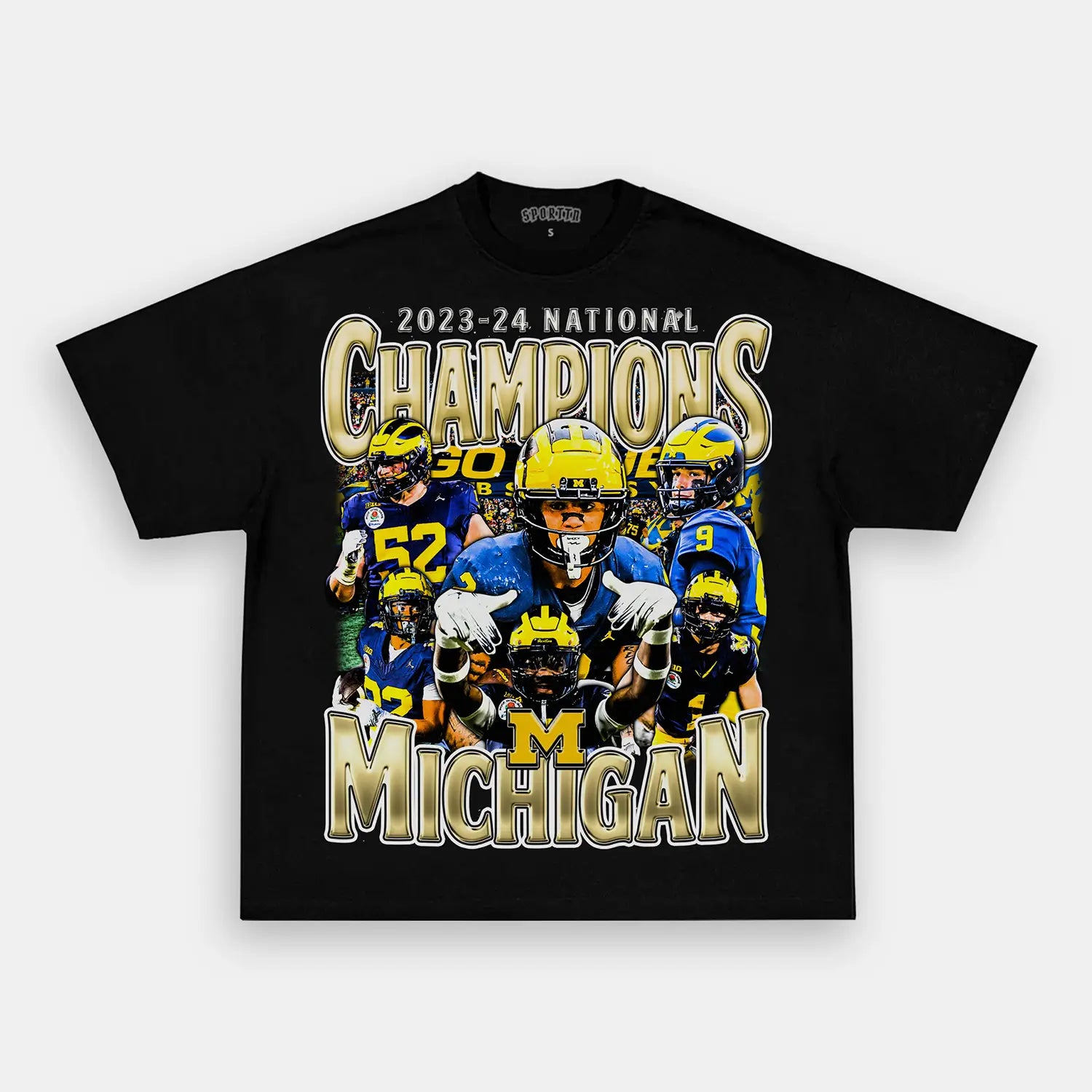 Unisex-Adult Ultra Cotton Washed T-Shirt Graphic 2023-24 NATIONAL CHAMPS - MICHIGAN V2 TEE 