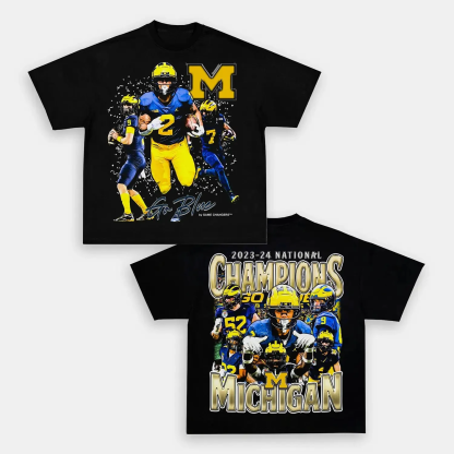  T-Shirt 2023-24 NATIONAL CHAMPS - MICHIGAN Graphic Fashion | TIDESENCE