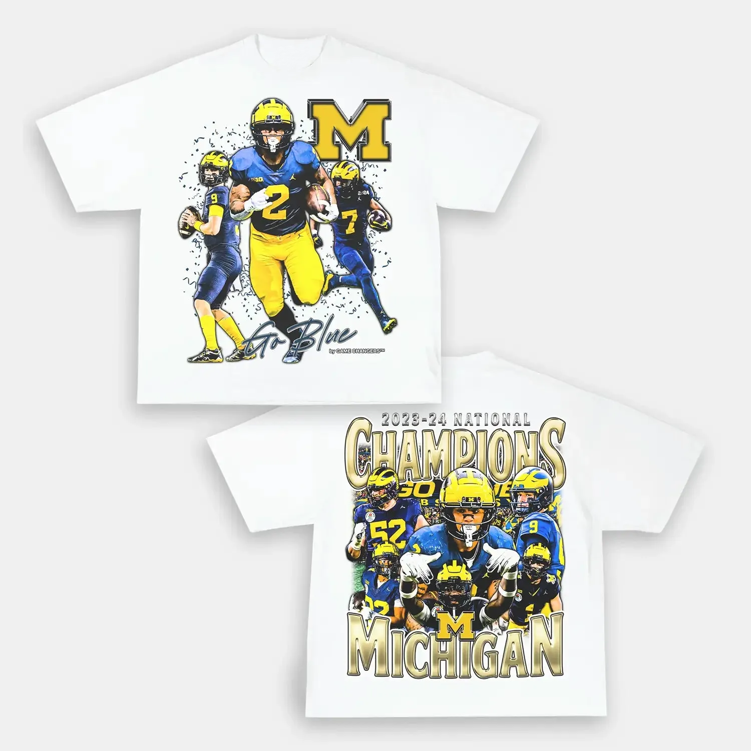  T-Shirt 2023-24 NATIONAL CHAMPS - MICHIGAN Graphic Fashion | TIDESENCE