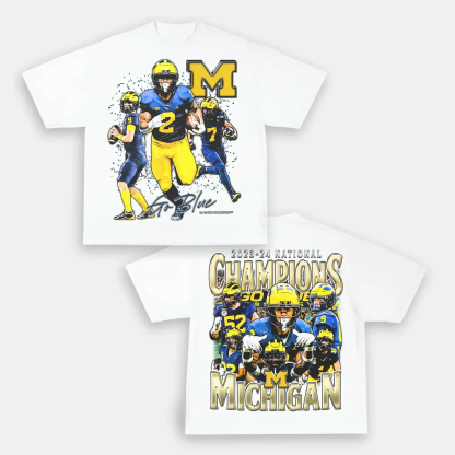  T-Shirt 2023-24 NATIONAL CHAMPS - MICHIGAN Graphic Fashion | TIDESENCE