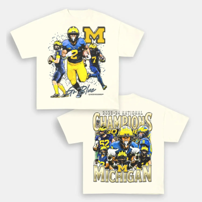  T-Shirt 2023-24 NATIONAL CHAMPS - MICHIGAN Graphic Fashion | TIDESENCE