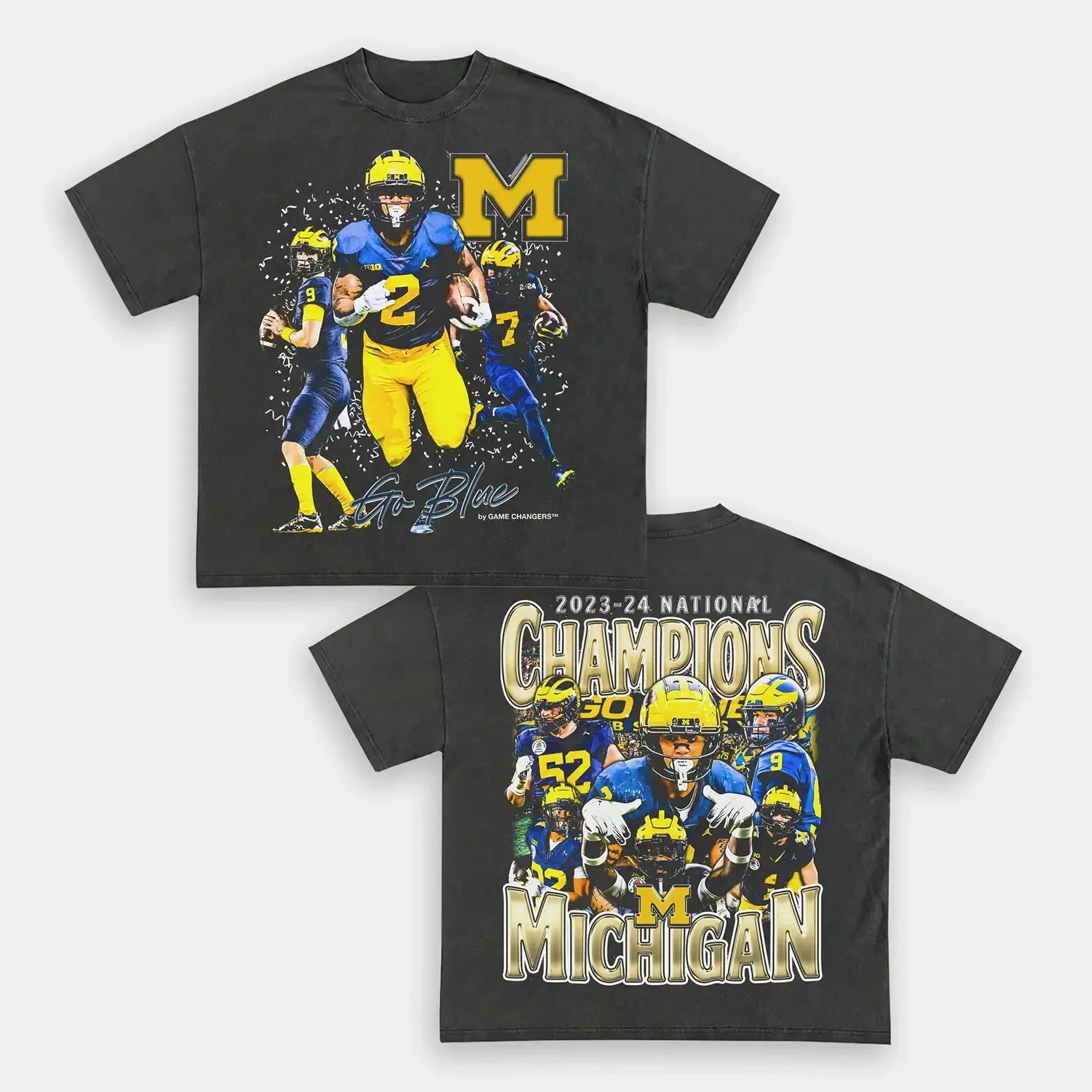  T-Shirt 2023-24 NATIONAL CHAMPS - MICHIGAN Graphic Fashion | TIDESENCE