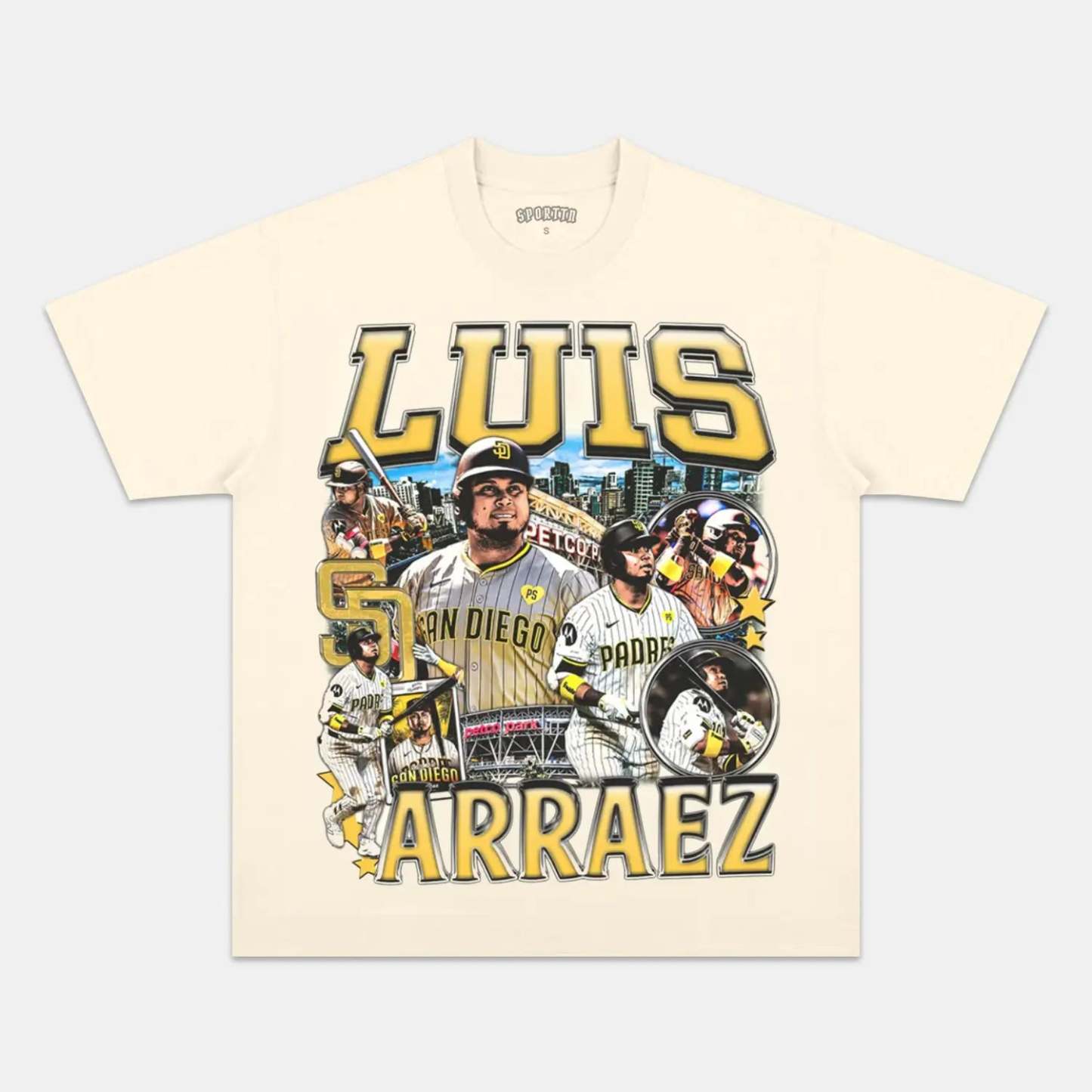 Unisex-Adult Ultra Cotton Washed T-Shirt Graphic LUIS ARRAEZ - PADRES TEE 