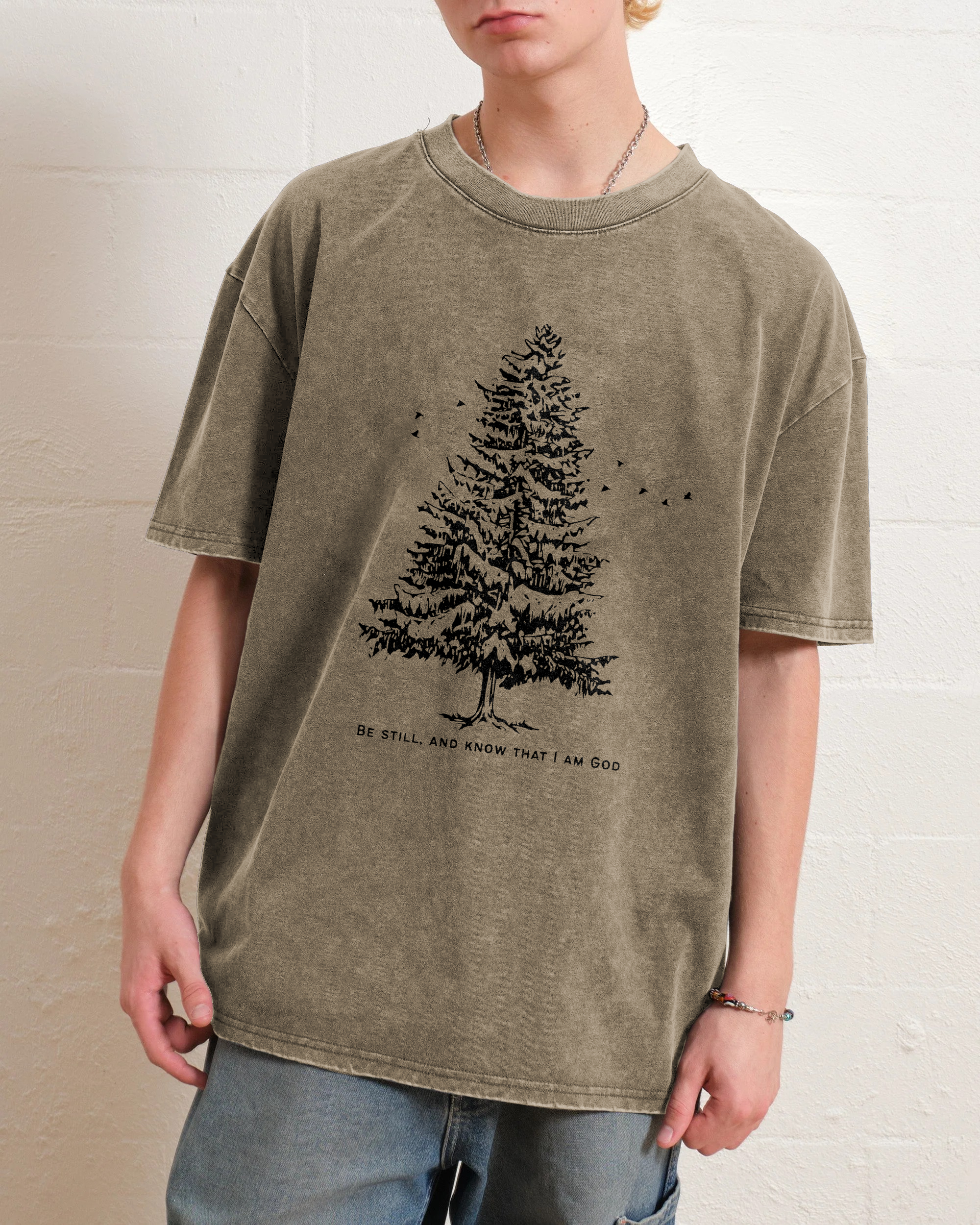 Washed T-Shirt | Forest Be Still Unisex Fit Washed TEE | TIDESENCE
