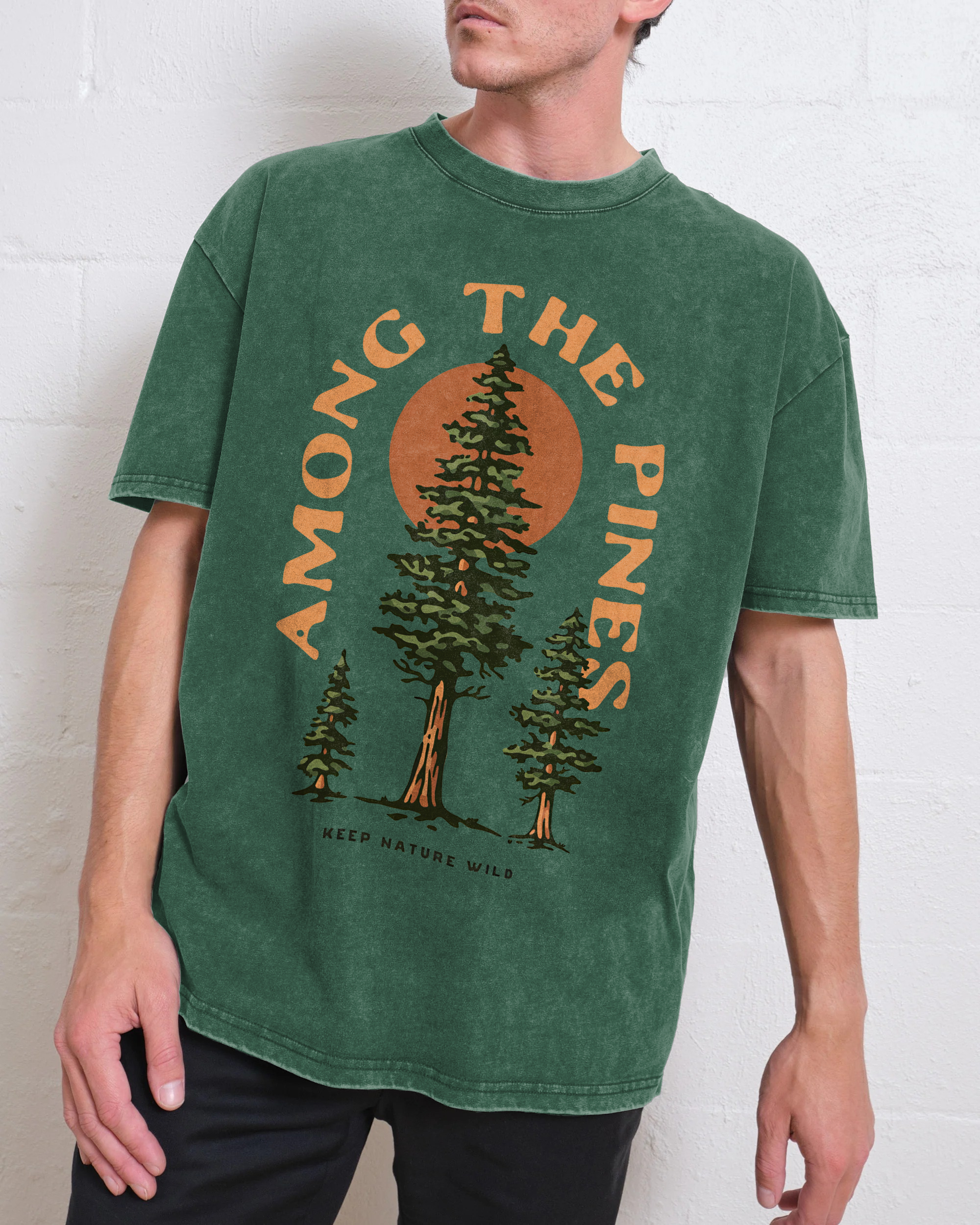 Washed T-Shirt | Forest Among The Pines Unisex Fit TEE | TIDESENCE