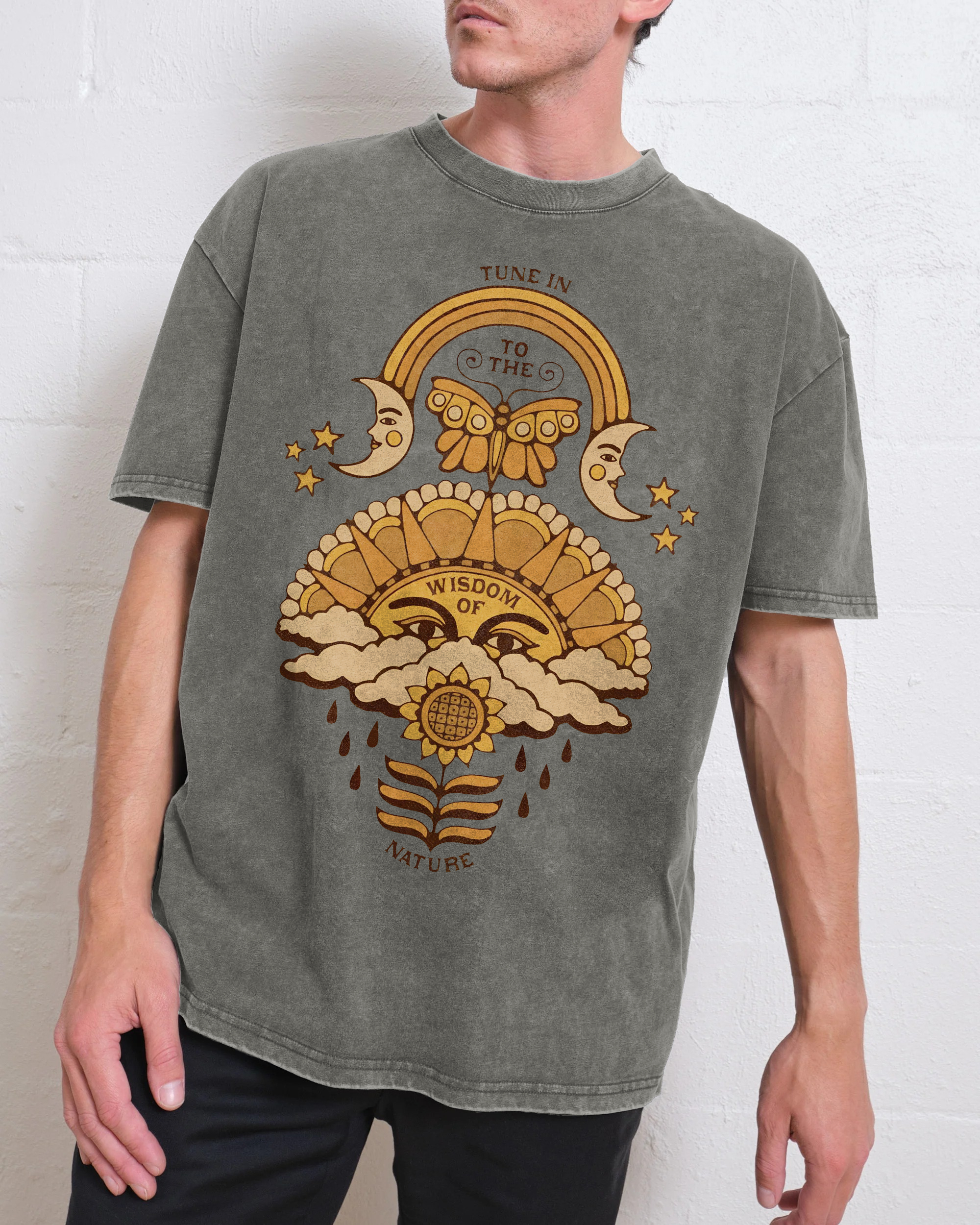 Washed T-Shirt | Unisex Adventure Hippie Sun Short Sleeve | TIDESENCE